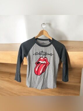 The Rolling Stones Kids Boys Girls Raglan Shirt Gray Black Sticky Fingers Tongue